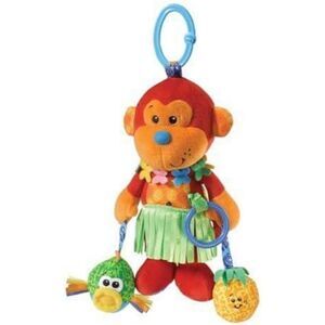 Infantino Mallory Monkey Hawaiian Plush Toy Sensory Rattle Stuffed Animal Play